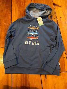 NWT KIDS Key West Shark Graphic Hooded Sweatshirt - Blue